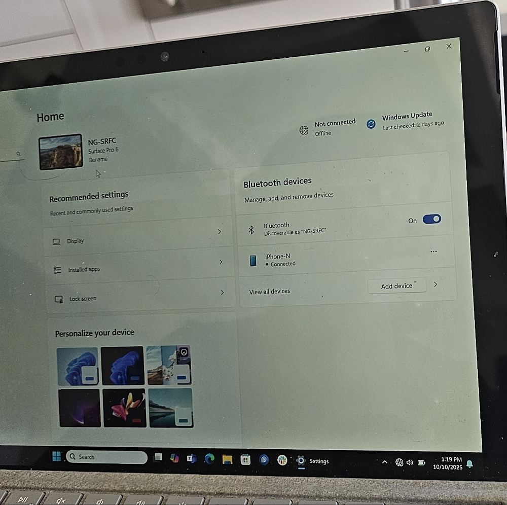 Microsoft Surface Pro 6 with Black and Silver Finish